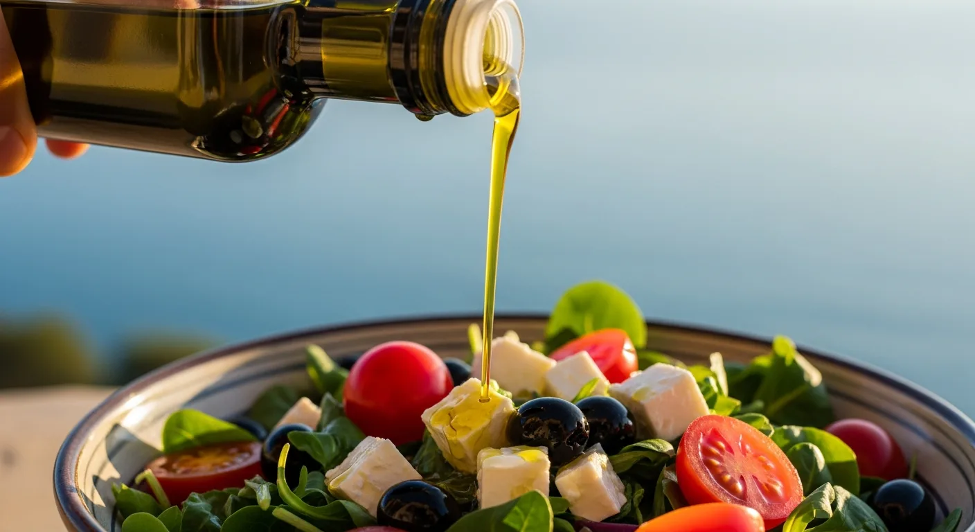 Régime méditerranéen – une huile d’olive de qualité sublime une salade fraîche