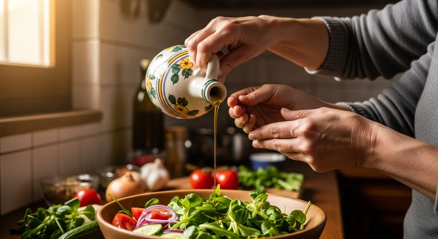 Healthy Olive Oil – Grandmother and granddaughter cooking together with olive oil