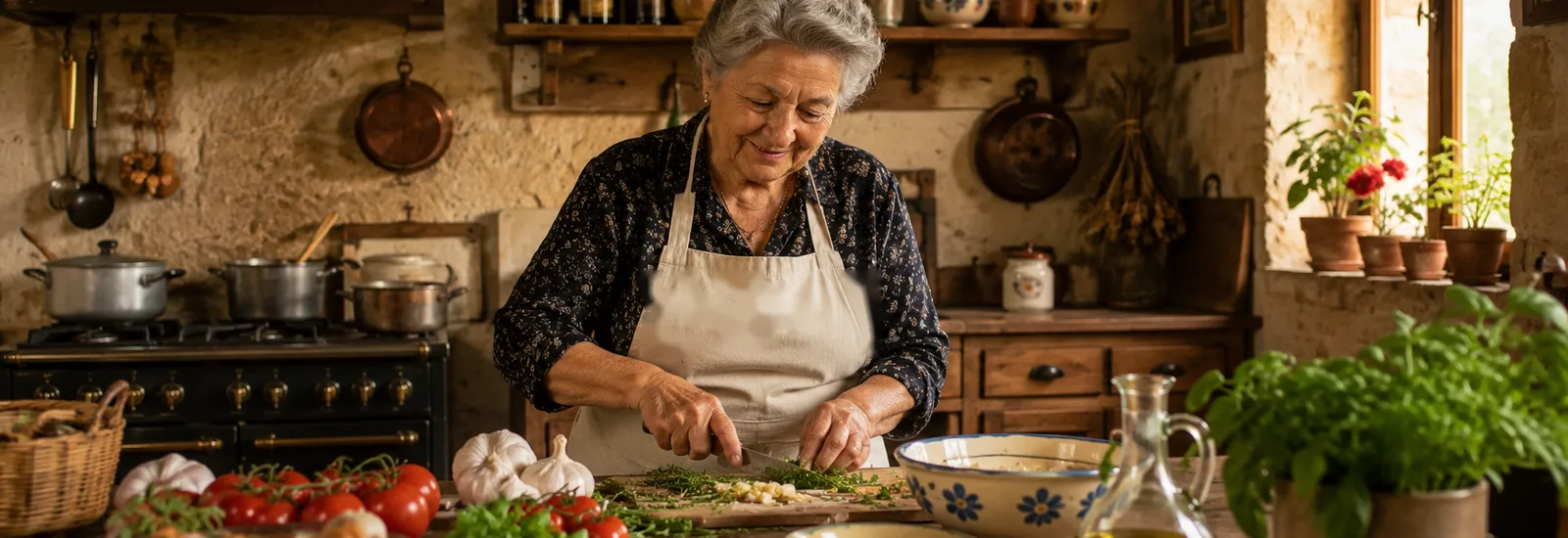 Signora Emilia in her Ligurian kitchen