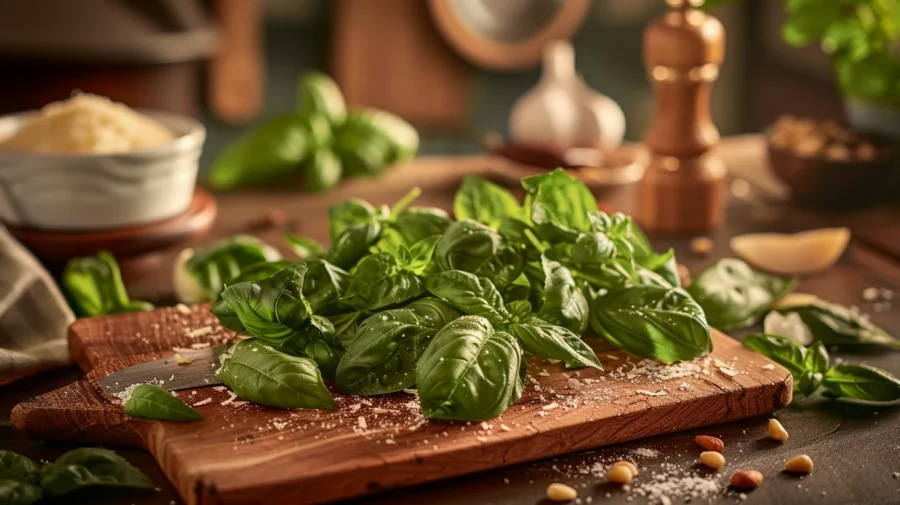 Pesto Genovese original italienisch – frisches Basilikum für echtes Pesto alla Genovese